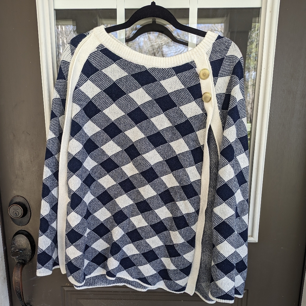 Crown & Ivy navy and cream cape one size